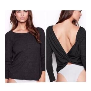 Victorias Secret Twist Open Back Grey Long Sleeve Top Size Medium